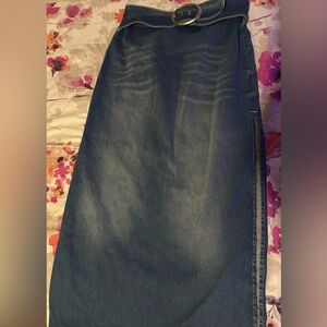 Size medium denim long skirt with slits on side